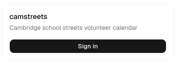 The camstreets home page for a signed-out visitor, with a Sign in button
